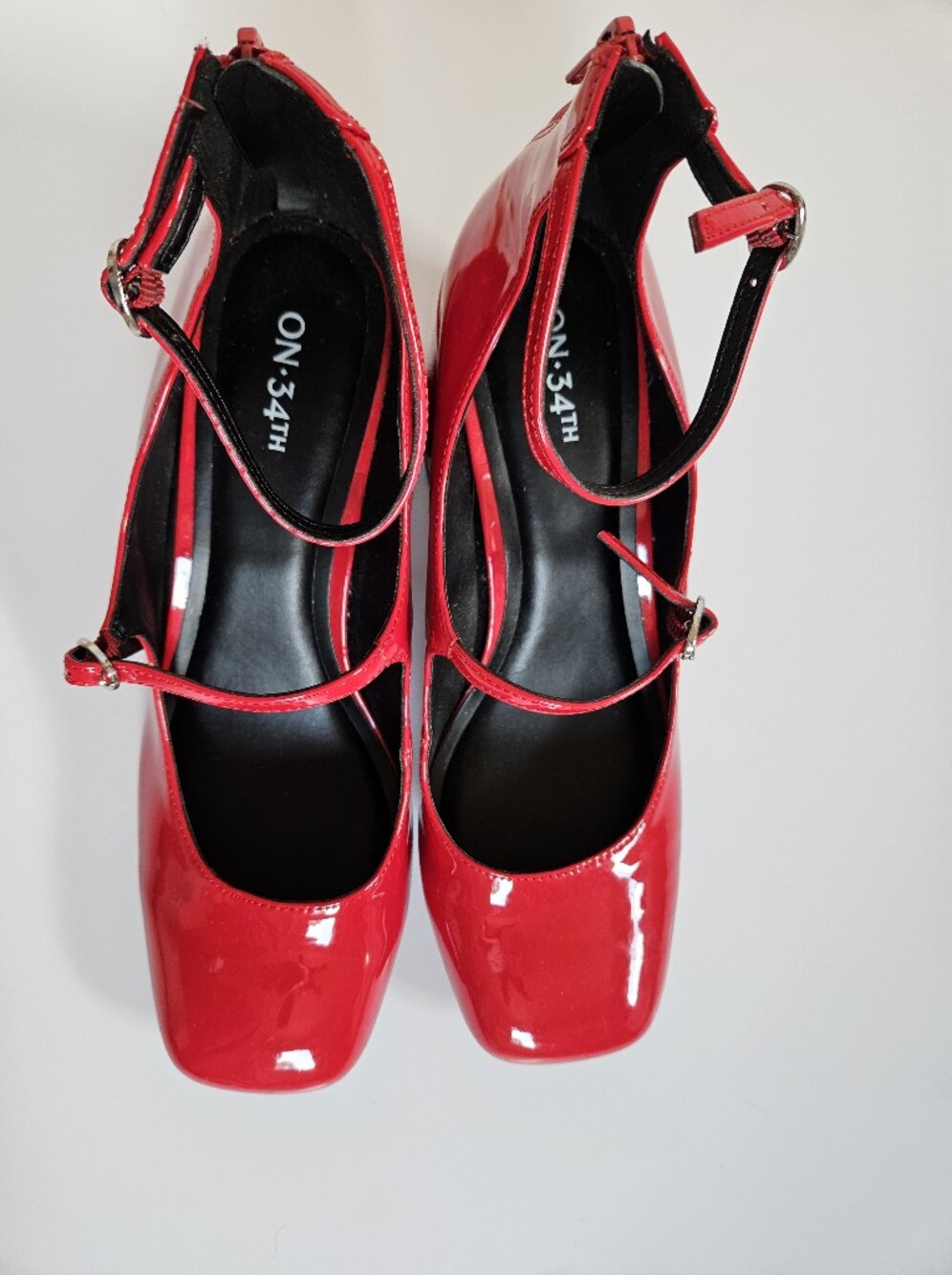 On 34th Women's Tonii Mary Jane Ankle-Strap Red Patent Heels